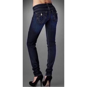 True Religion Julie Low Rise Skinny Jeans with Flaps, Size 28
